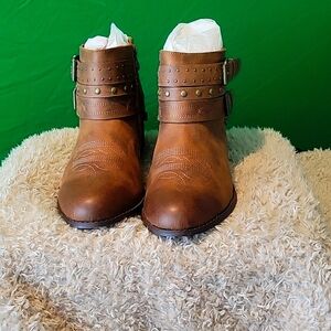 Torrid 11 Wide Brown Studded Chain Ankle Bootie